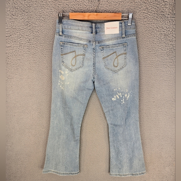 Juicy Couture Kids Cropped Kick Flare Jeans Sz 12 Lightwash Denim - Picture 6 of 12